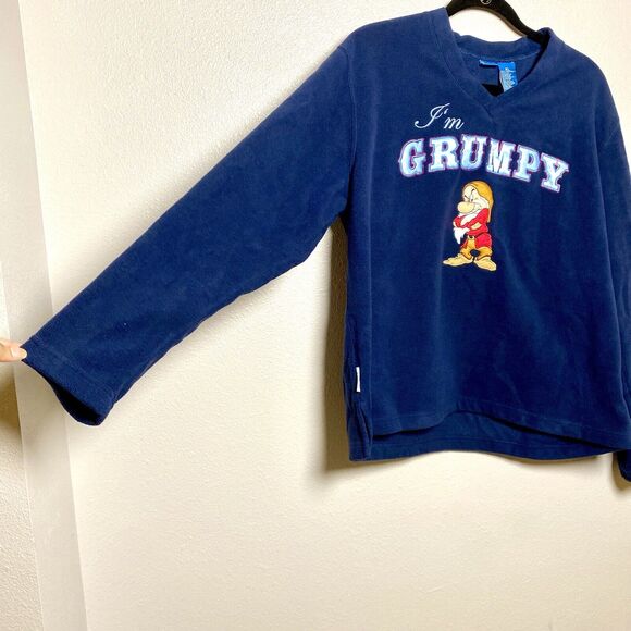 Disney I’m Grumpy Navy Blue Fleece Sweatshirt Size XL - Picture 3 of 10